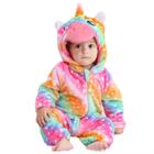 Macacão Pijama Frio Inverno Fantasia Infantil Bebê Urso Ursinho Unicórnio Rosa Colorido (COD.000534)