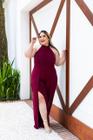 Macacão Plus Size Frente Única Fenda na Perna