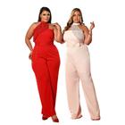 Macacão Plus Size Pantalona Longo Elegante Paetês Modas Festas Luxo