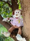 Macaco de Pelúcia Safari Juca Pink Antialérgico Decoração Quarto Festa Infantil