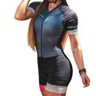 Macaquinho De Ciclismo Feminino Forro Em Gel Manga Curta Way Tam G Ziper Bolsos Proteção UV