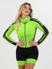 Macaquinho De Ciclismo Feminino - Forro GEL - Manga Longa Impulse Verde Neon Savancini (5460)