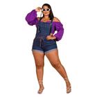 Macaquinho Feminino Jeans Plus Size Alça De Amarração