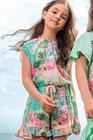 Macaquinho Infantil em Viscose Estampado Floral Casinha - Flora By Infanti