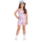 Macaquinho Infantil Rosa Alcinha Estampa Floral Menina Verão