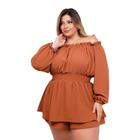 Macaquinho Plus Size Ciganinha Short Saia c Elastec 0467