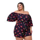 Macaquinho Plus Size Feminino Ciganinha Manga Flare 0501