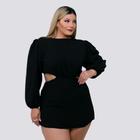 Macaquinho Plus Size Feminino Short Saia Aberto Lateral 0318