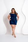 Macaquinho plus size jeans premium com lycra Ref:2473