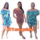 Macaquinhos Macacão KIT com 3 Moda Casual 4 Modelos e Estampas Sortidas Malha Fria Liganete Pedidos Até as 9 Envio