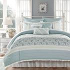 Madison Park Dawn 100% algodão Shabby Chic Edredom Set-Modern Cottage Design All Season Down roupa de cama alternativa, combinando shams, saia, travesseiros decorativos, Cal King (104 "x92"), azul 9 peça