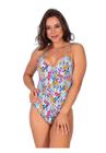 Maiô Areia Branca Bio Doha Estampado Floral Azul