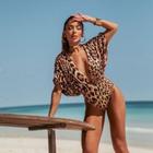 Maiô Body Moda Praia Cor No Animal Print
