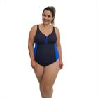 Maiô Natação Light Plus Size Preto e Bic com Sustentação
