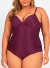 Maiô Plus Size Bordô, Com Bojo, Modelador - Banho de Mar