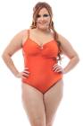 Maiô Plus Size com Compressão Abdominal Laranja Paprika