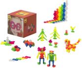 MAIS PLUS - Open Play Set - 600 Peça - Neon Color Mix, Construção de Construção Stem Toy, Blocos de Mini Puzzle interligados para crianças