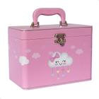 Maleta Box com 4 Álbuns Fotográficos 240 fotos 15x21 CHUVA DE AMOR ROSA Bebê Infantil Nuvem Bençãos