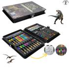 Maleta de Pintura Kit Estojo Dinossauro Jurassic Park Desenhar Pintar - Completo 68 Peças Escolar