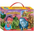 Maleta divertida dinossauros com 6 livros 8 paginas 18,5x13,5cm + quebra cabeca 9 pecas 17x16cm