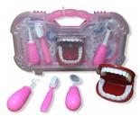 Maleta Kit Dentista Rosa Odontologia Brinquedo Infantil Educativo