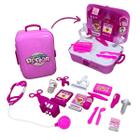 Maleta Rosa Infantil Kit Médico Portátil c/ Acessórios