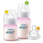 Mamadeira Avent Clássica 125ml e 260ml + Bico 4 Rosa