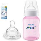 Mamadeira Avent Clássica Anti Cólica 260ml Rosa e Bico 3