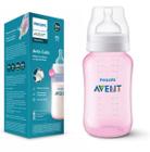 Mamadeira Clássica Com Válvula Anticólica 330ml Rosa - Bico Fluxo 3 - Anti-Colic - Philips Avent - SCY121-11