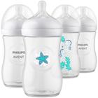 Mamadeira Philips Avent Natural 270ml, pacote com 4, Sea Design