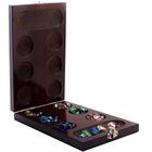 Mancala Board Game Set by GrowUpSmart com dark folding wooden board + Beautiful Multi Color Glass Beads - Jogo tático inteligente para crianças e adultos - Fácil de armazenar Tamanho de Viagem Desdobra-se para 17,13 polegadas