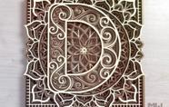 Mandala Alfabeto Letra D Em Camadas Alto Relevo 3d 44 cm
