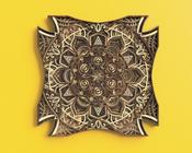 Mandala Em Camadas Alto Relevo Decoração 3d 44 cm