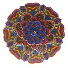 Mandala em Resina para Decoração Azul Rosa e Amarela