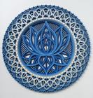 Mandala Flor De Lótus Relevo 3d Multicamadas Azul 29cm