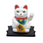 Maneki Neko Gato Da Sorte Branco 5,5 Cm Alt. Luz Solar