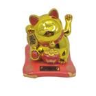 Maneki Neko Gato Da Sorte Dourado 7,5 Cm Energia Solar - Jiaxi