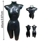 Manequim feminino adulto (meio corpo cinturinha N.36/38) na cor preto com tampa de metal - Ksouza manequins