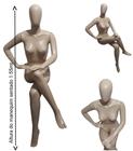 Manequim feminino adulto (pose sentada n.36/38) cabeça ovo na cor bege - Ksouza manequins