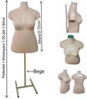 Manequim feminino (Busto plus size GG N.46)bege com tampa de metal + pedestal H na cor bege.