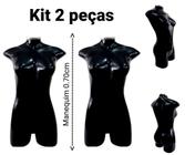 Manequim feminino meio corpo jô n.36 ( kit 2 peças) na cor preto + tampa de metal. - Ksouza manequins