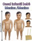 Manequim infantil (Casal bebê veste 1 a 2 anos) bege + base de ferro na cor bege.