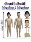 Manequim infantil (Casal Menino e Menina veste 3 a 6 anos) bege + base de ferro na cor bege. - Ksouza manequins