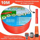 Mangueira AquaFlex Laranja 10m PVC Siliconado Kit Irrig.