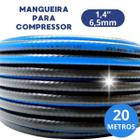 Mangueira Compressor Ar Comprimido Agua 20 Metros Preta 1/4" Borracha 6mm 300psi Pintura Borracharia Borracheiro