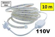 Mangueira de LED 5050 Chata 10m com Conector Branco Frio (6500K) 110V