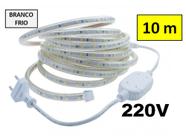 Mangueira de LED 5050 Chata 10m com Conector Branco Frio (6500K) 220V