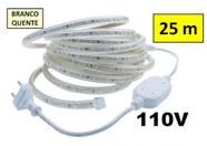 Mangueira de LED 5050 Chata 25m com Conector Branco Quente (3000K) 110V