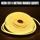 Mangueira Fita LED Neon Flex 12V Branco Quente 5 Metros IP67