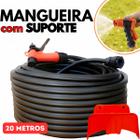 Mangueira Jardim 20 Metros Resistente Flexivel Reforçada Trançada com Esguicho e Conector Dupla Camada Kit com Suporte de Parede Enrolador